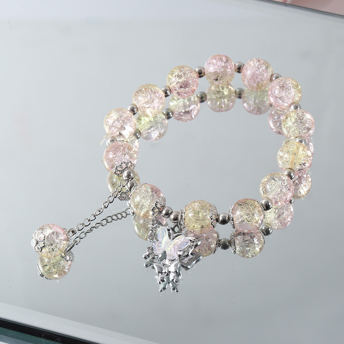 Glass butterfly bracelet