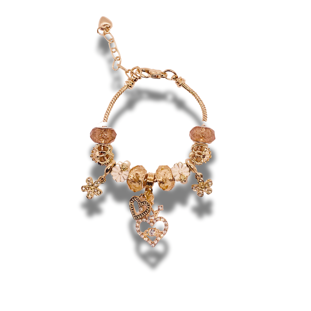Golden hearts charm bracelet