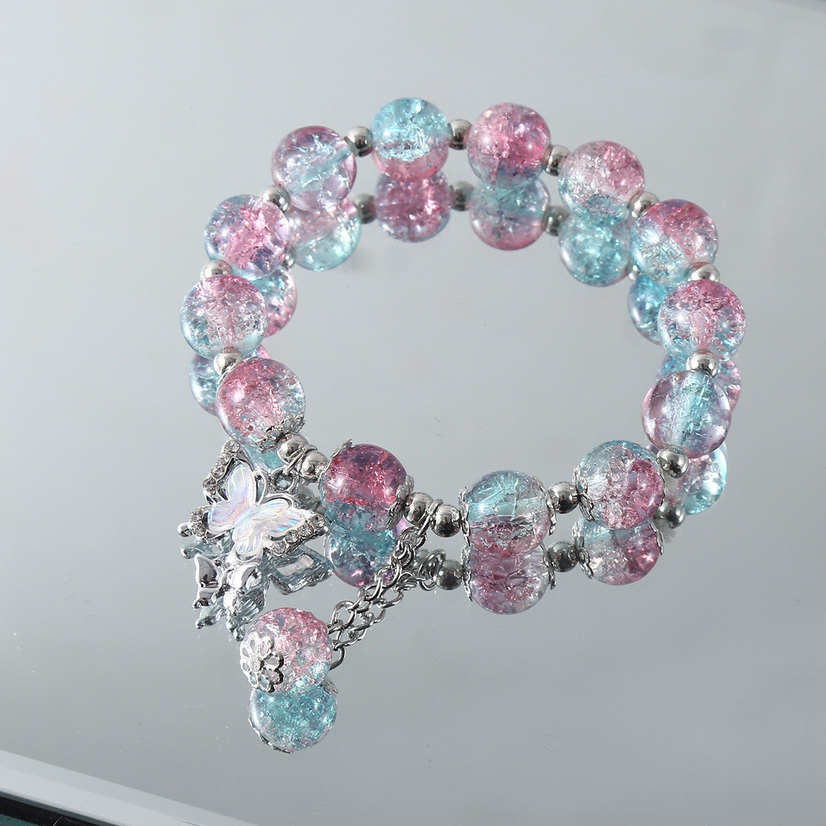 Glass butterfly bracelet